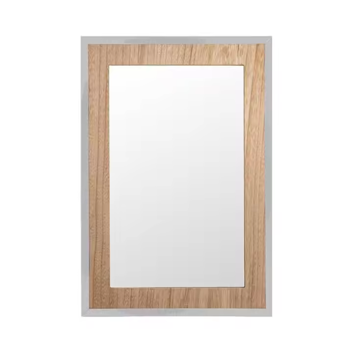 Espejo Pared Marco Madera 50x34cm. Filo Plateado - Diseño Elegante - 1