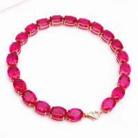 Pulsera De Lujo Para Mujer Con Incrustaciones De Rubí Y Oro Rosa Plateado Clásico Joyería De Cuentas En Forma Elíptica - details 8