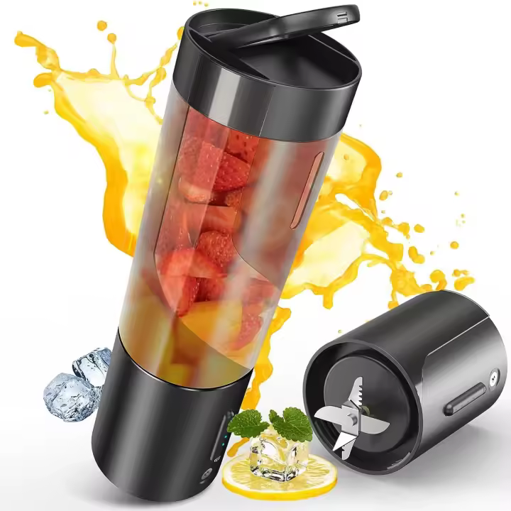 Licuadora portáthil, licuadora de tamaño personal para batidos de Arena with 6 ultra Cutillas, 16 oz USB recargable reusable Negro - 1
