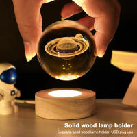 Lámpara De Mesa LED De Sistema Solar Con Bola Cristal Luminosa Luz Nocturna 3D Luna Para Dormitorio Con USB Regalo Para Niños Cumpleaños - details 0