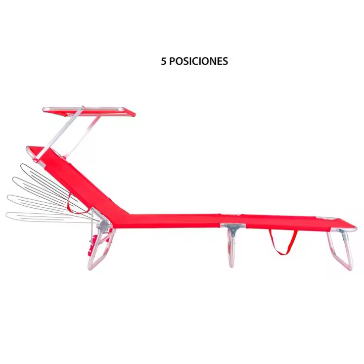 Tumbona playa con parasol, reclinable de 3 posiciones convertible en cama de aluminio LOLAhome - 1