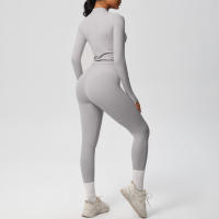 SSITO Traje de Yoga de 2 UDS., Conjunto Deportivo de Gimnasio para Mujer, chándales para correr con Cremallera, ropa Deportiva de entrenamiento, Camisa Deportiva Larga de manga, ropa de Yoga - details 33