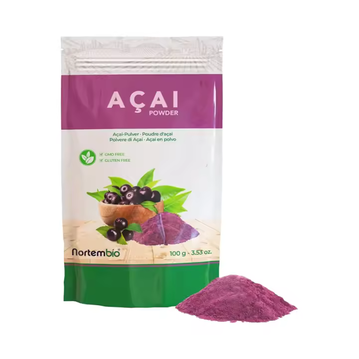 NORTEMBIO Açai en Polvo 100% Natural 100g | Liofilizado, sin Conservantes ni Aditivos | para Yogures, Batidos y Helados - 1