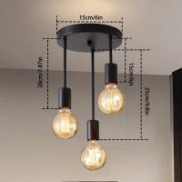 1pc Lámpara De Techo Moderna Sencilla Con Cuatro Cabezas E27 Base Para Entrada Dormitorio Cocina Pasillo Candelabro Negro - details 11