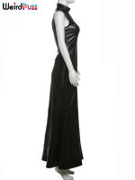 Vestido De Cuero Sintético Sin Mangas Para Mujer Cuello Alto Sólido Estilo Callejero Clásico Largo Cuerpo En Primavera/verano - details 3