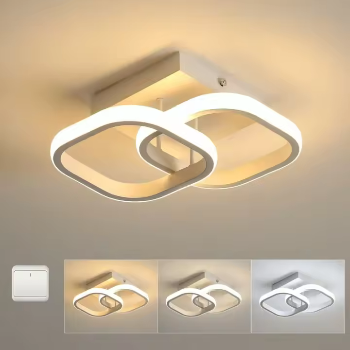 Luz de Techo LED Regulable Lámpara de Iluminación Moderna Cuadrada para Dormitorio, Cocina, Baño, Pasillo, Sala de Estar - 1