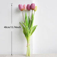 5pcs/Bunch Tulipes Artificiales Rosa De Alta Calidad Silicona Para Decoración De Hogar Y Bodas Flor Falsa Realista Para Bouquet - details 1