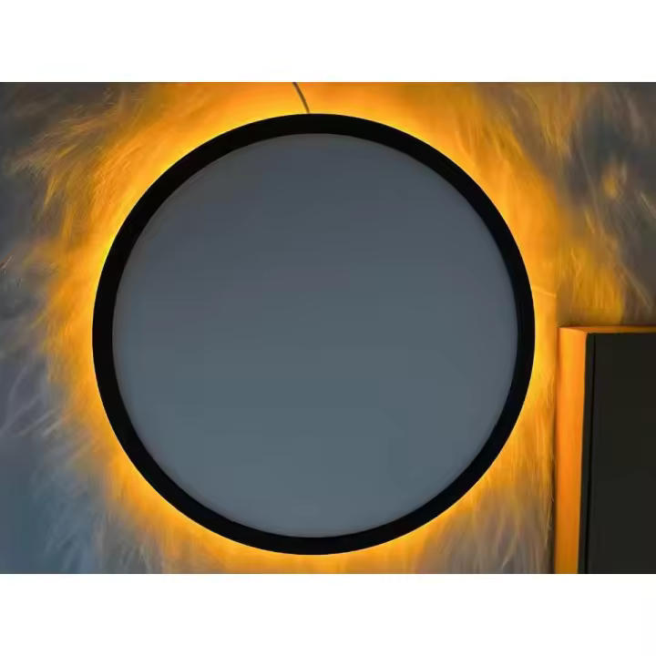 Lámpara techo ultraplana LED dorada, ideal para dormitorios y despachos. Con iluminación trasera ámbar, sirve como lámpara de noche. - 1