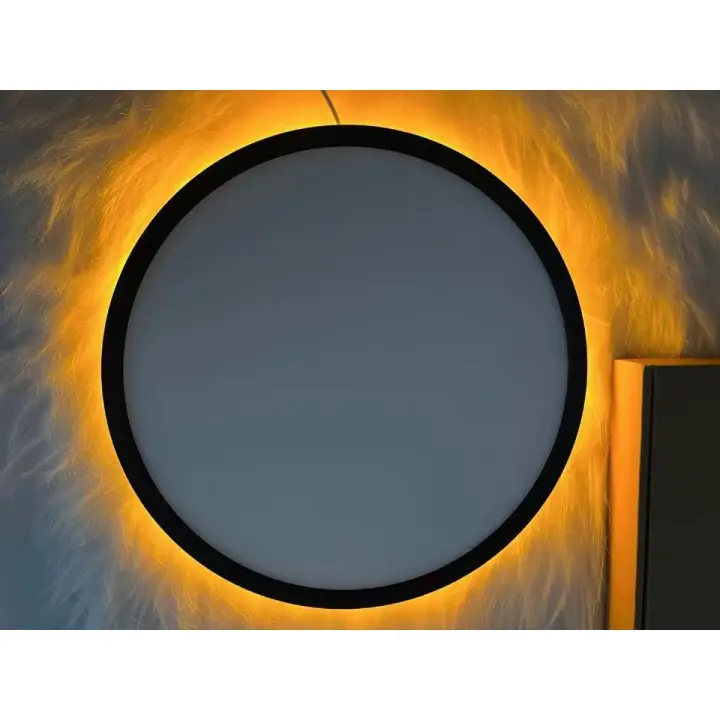 Lámpara techo ultraplana LED dorada, ideal para dormitorios y despachos. Con iluminación trasera ámbar, sirve como lámpara de noche. - 1