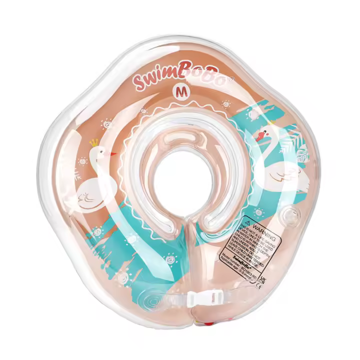 Anillo de natación para bebé con diseño de cisne rosa y dibujos animados para recién nacidos, doble airbag, grueso. - 1