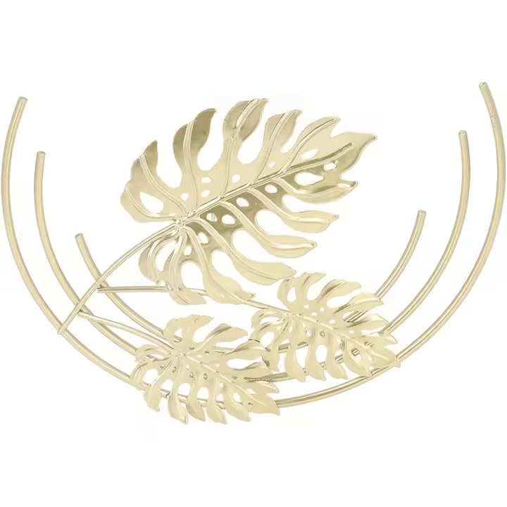 Decoración de pared Dorada, Hojas Estéreo 3D, Modern minimalist decoración de metal para Colgar en La Parada (A) - 1