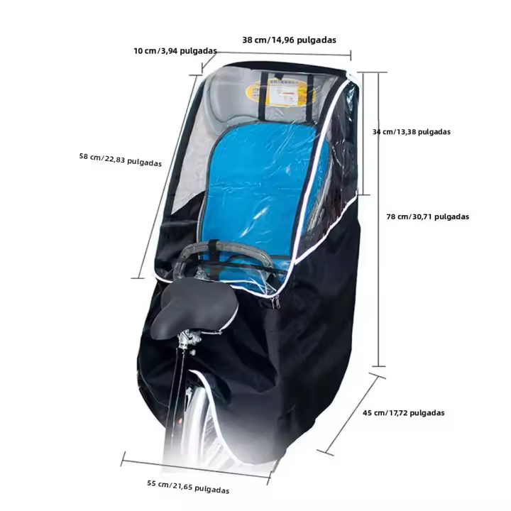 Cubierta De Lluvia Para Asiento De Niño En Bicicleta Con Ventana Transparente Universal Impermeable Para Bicicleta - 1