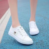 Zapatos Planos Blancos Casuales Para Mujer 2025 Primavera Nuevo Estilo Canvas Bajo-Troceado Deportivo Ligero Con Cordones - details 7