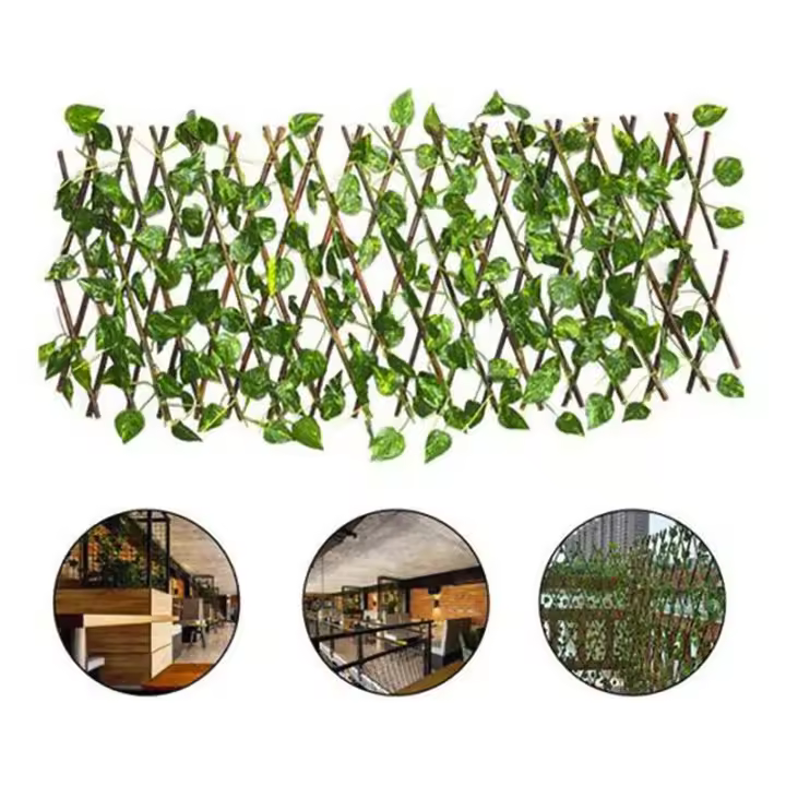 Valla De Privacidad Retráctil En Paja Decorativa Para Jardín Valla De Enredadera Artificial De Hiedra Falsa Adorno De Pared Y Plantas Renovables Y Ecológicas Fácil De Montar - 1