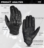 Guantes De Motocicleta Para Hombres En Cuero Perforado Vintage Para Verano Guantes De Motocross Táctiles Para Ciclismo Y Motociclismo - details 4