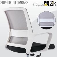 Zik Silla ergonómica de oficina, Con reposabrazos y soporte lumbar, Altura ajustable, Silla giratoria Presidencial with Canvas trasera para el hogar, Estudio de oficina, Diseño Moderno-Blanco - details 1