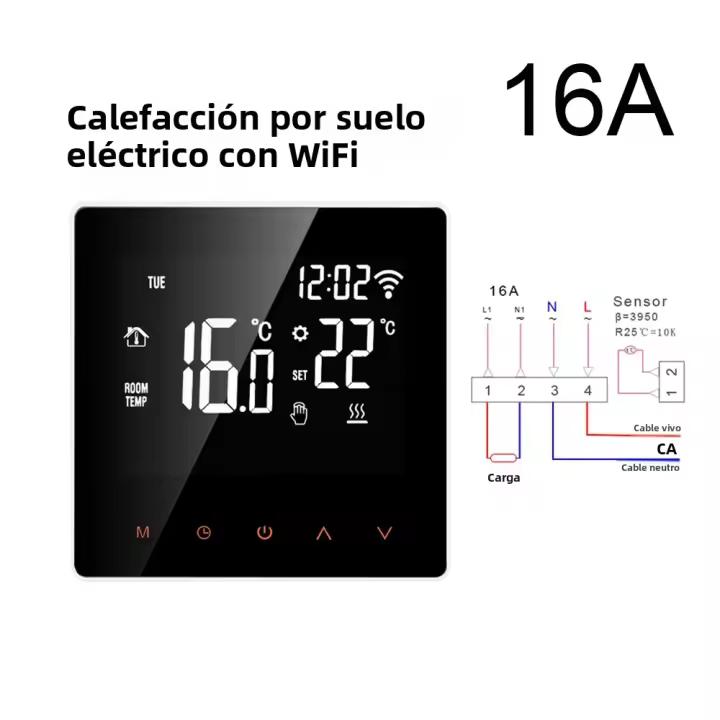 Termostato Inteligente WiFi MIUCDA Con Control Remoto Para Calefacción Eléctrica Suelo Agua/Gas Compatible Con Alexa Y Google Home - 1
