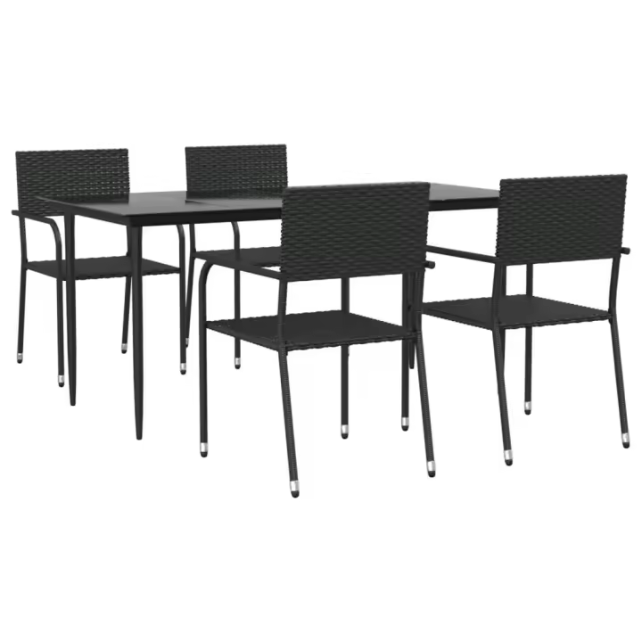 vidaXL Juego de comedor de jardín 5 pzas ratán sintético y acero negro - 1