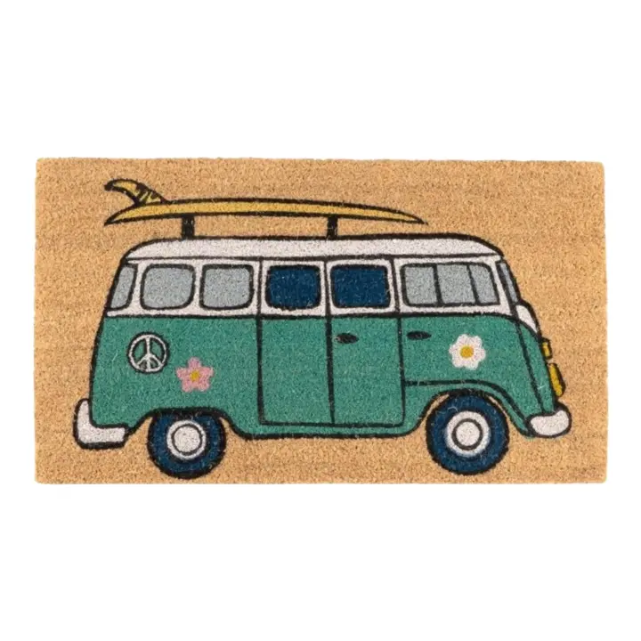 TIENDA EURASIA - Felpudos Entrada Casa Originales, Diseño Vintage Furgo, Felpudo de Fibra de Coco Natural y Base Antideslizante de PVC, 40x70x1,5 cm, Ideal para Exterior - 1
