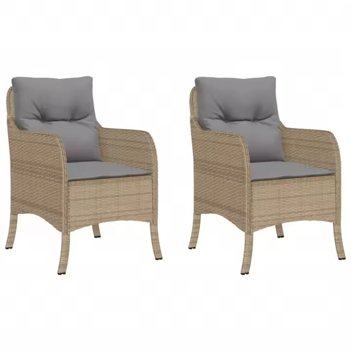 vidaXL Sillones jardín con cojines 2 uds ratán sintético beige mezcla - 1