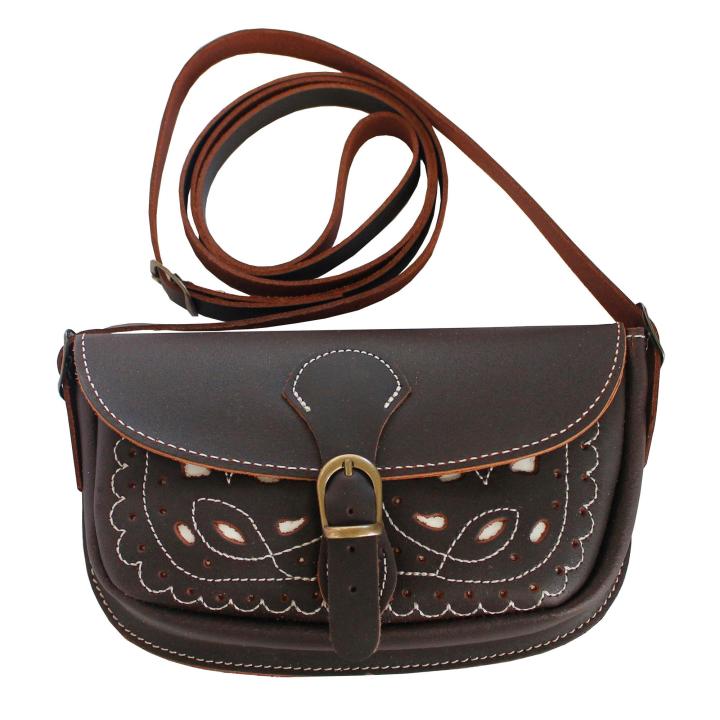 Funrey Bolso Bandolera Rociero Piel Ubrique Marrón Chocolate