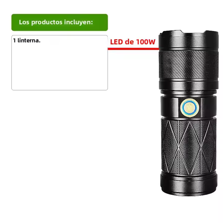 Linterna Táctica Potente 100W Con Luz COB Y LED Alta Potencia 7500mAh Torcha Con Zoom 3000m Luz De Mano Resistente Al Choque Y Al Agua - 1