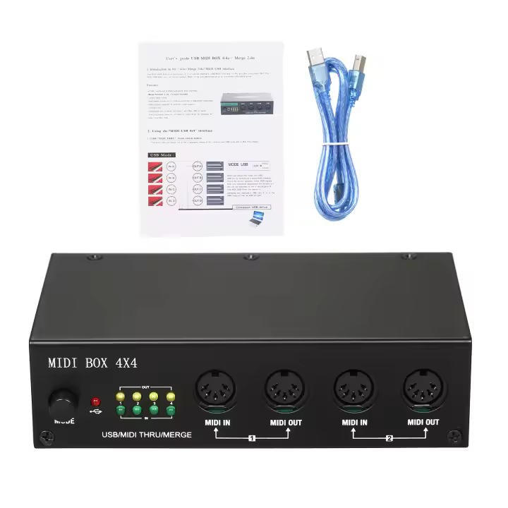 UM4X4 Interfaz MIDI USB 4 EN / 4 Salidas 64 Canales MIDI 4i/4o + Merge 2i4o MIDI Box 4X4 Para Instrumentos Eléctricos - 1