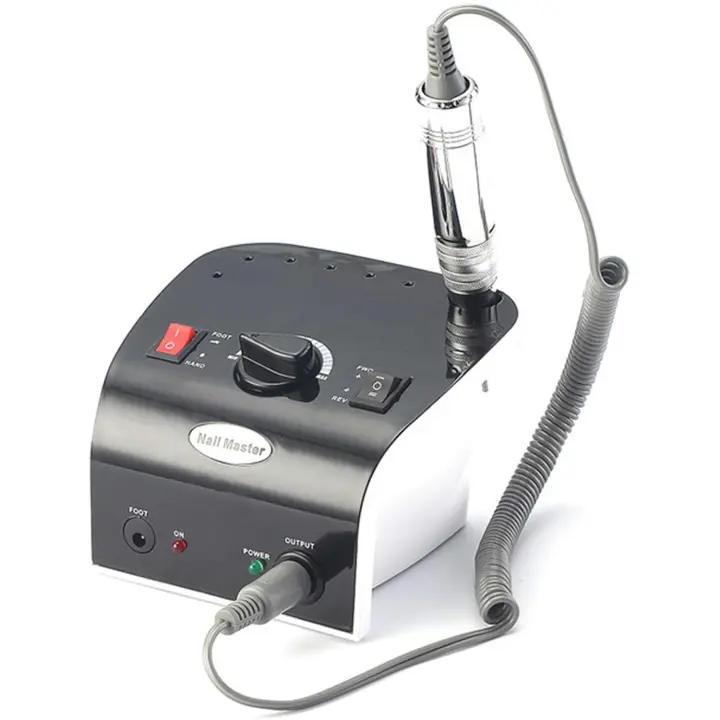 Aparato Pulidor de Uñas Torno Máquina de Pulido de Uñas Eléctrica Profesional 35000 RPM Herramienta de Manicura y Pedicura Set + 34 Boquillas Recambio + 50 Banda de Lijado - Negro - 1