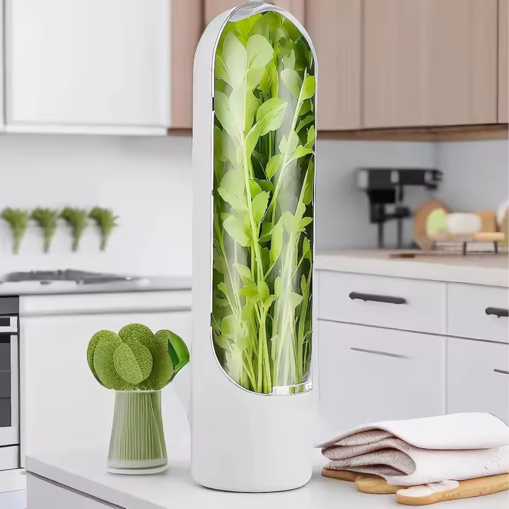 Caja De Almacenamiento Para Hierbas Frescas Como Coriandros Peras Espárragos Menta Mantener Verduras Frescas Durante 2-3 Semanas Plástico Resistente - 1