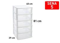 Cajonera de ordenación Sena con 5 cajones opacos, plástico, torre de almacenaje multiusos, hogar, 81 x 40 x 39 cm. - details 2