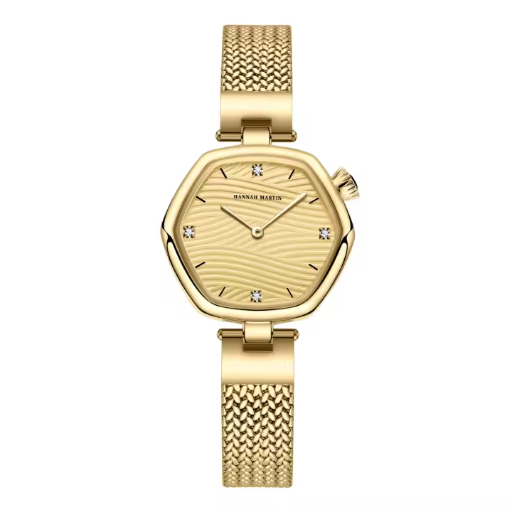 Reloj De Cuarzo Hannah Martin Para Mujer Con Correa De Malla De Acero Inoxidable Y Movimiento Importado Moda Geométrica Resistente Al Agua Y Al Choque - 1