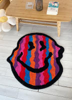 Alfombra Suave De Acrílico Tejida a Mano Diseño Sonriente Torcido Decoración Para Habitación Y Baño Alfombra Fluffy Independiente - details 3