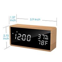 Despertador de Noche, despertador digital de Madera sin Tictac, Brillo ajustable y Carga USB para Mesita de Noche, escritorio, estante - details 0