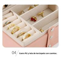 Caja De Almacenamiento De Joyas De Cuero PU Portátil Gran Capacidad Para Viaje Organizador De Joyas Con Mostrador a Prueba De Polvo Para Collares Pendientes Y Anillos - details 9