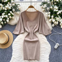 Nuevo Verano 2025 Vestido Corto De Mujer En Negro Con Manga Batwing Suave Y Elástico Estilo Bandage Casual Silueta Bodycon - details 4