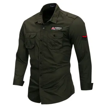Camisa Negra Camisa Corte Militar Hombre Camisa Negra Con