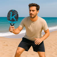 Aktive - Set palas playa 3 piezas, 2 palas con diseño perforado y mango antideslizante, incluye pelota y bolsa de red para transporte, ideal para jugar en la playa o parque al aire libre, juego de raquetas de plástico - details 1