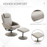 Sillón TV reclinable giratorio 360 ° con reposapiés Gris, L 78 × A 71 × A 101 cm, Cómodo Sillón de Salón - details 1