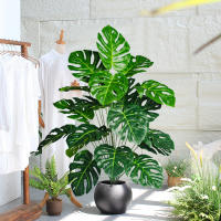 Arbusto De Monstera Artificial 70-100cm Hojas De Tortuga Verdes Plástico Simulación Alta Para Decoración De Jardín Oficina Interior - details 2