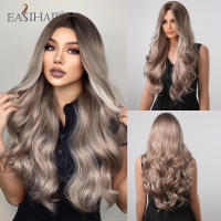 Pelucas Sintéticas Largas De Ombre Marrón Rubia Con Franja Para Mujeres Afro Peluca Cacheada Resistente Al Calor Para Uso Diario Cosplay - details 29
