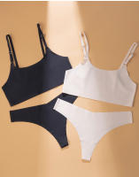 Sujetador sin aro y conjunto de ropa interior para mujer - Top tirantes transpirable, reductor de apariencia para bustos grandes, con efecto push-up, sexy y sin costuras. - details 13