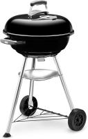 Barbacoa de Carbón, superficie de la Parrilla de Ø 47 cm, barbacoa con tapa y Cuba esmaltada en Porcelana, soporte de Tres pateas y Ruedas, parrilla cromada - Negro (1221004) - details 0