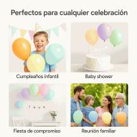 Banner - Globos de Cumpleaños Orgánicos 100 Piezas - 100% Látex Natural Biodegradable - Multicolor Pastel - 20 cm