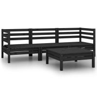 vidaXL Juego de muebles de jardín 4 pzas madera de pino maciza negro - details 1