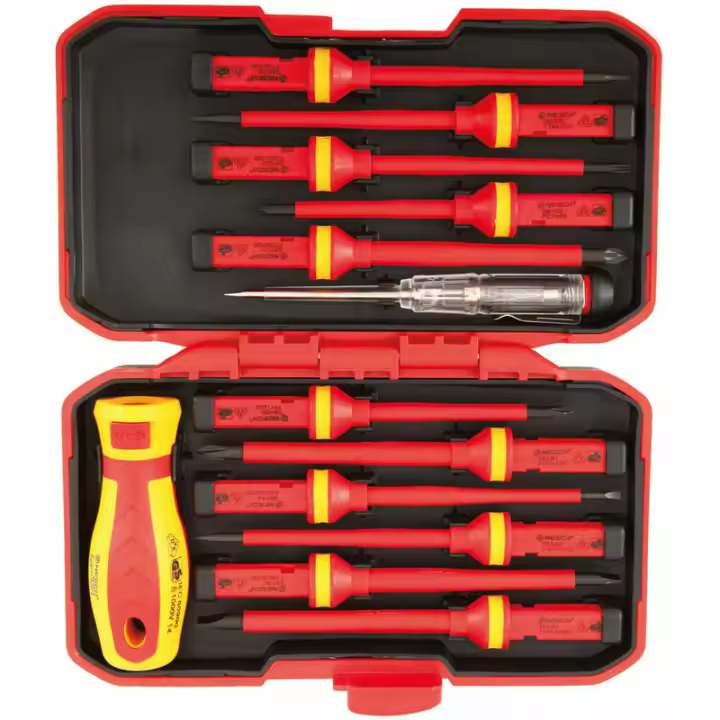 Kit manual de destornilladores con aislamiento magnético de 1000 V, juego de 13 destornilladores con aislamiento intercambiables con herramientas de reparación para electricistas - 1