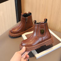 Botas Cortas Para Niños Y Niñas Estilo Británico Antideslizantes Con Cierre De Cremallera Lateral Material De Cuero Resistentes Al Desgaste Para Todas Las Estaciones - details 8