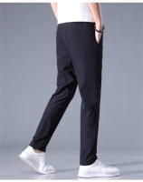 Pantalones Casuales Para Hombre De Seda Con Hielo 2024 Verano Negro Gris Delgados Negocios Casual Pantalones Rectos Elásticos Transpirables Para Exteriores - details 6