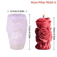 Molde De Silicona 3D Para Vela De Pilar Rosa DIY Geométrico Flor Columna Vela Aromática Molde De Ornamento De Plaster Regalo Hecho a Mano Decoración De Boda - details 4