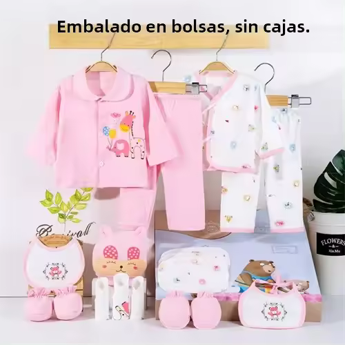 Conjunto De Ropa Para Bebés Recien Nacidos 18 Piezas Unisex Algodón 100% Suave Para Primavera Y Impresión Incluye Gorro Y Pañalera - 1