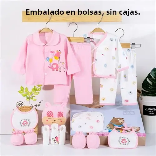 Conjunto De Ropa Para Bebés Recien Nacidos 18 Piezas Unisex Algodón 100% Suave Para Primavera Y Impresión Incluye Gorro Y Pañalera - 1